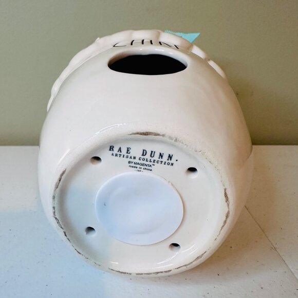 Rae Dunn Artisan Acorn Chirp Birdhouse Ceramic With Blue Bow 7 inches Tall - Picture 9 of 15